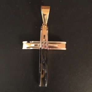 EDFORCE stainless steel silver and goldtone cross